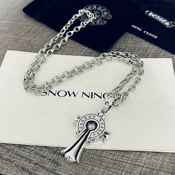 Chrome Hearts Silver Gothic Pendant Necklace